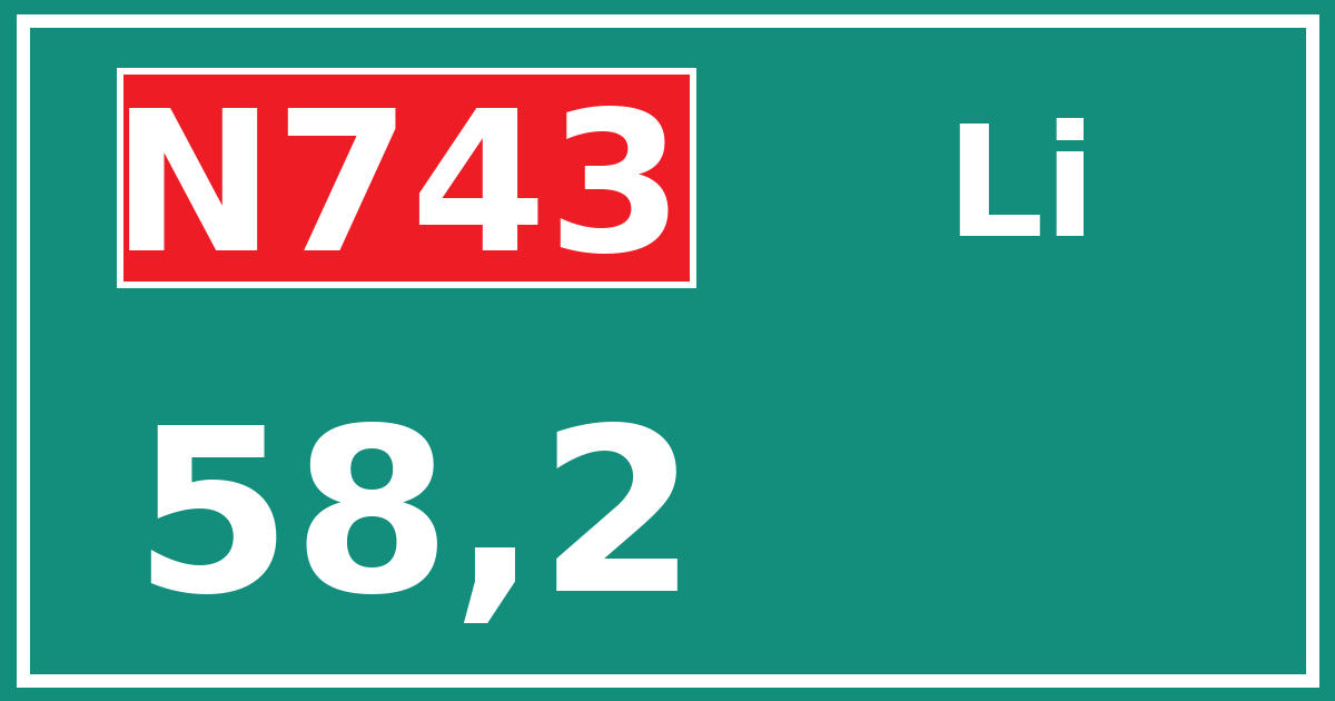 Hectometerbord N743 58,2 zijde Li