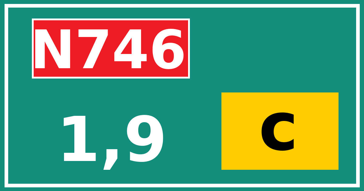 Hectometerbord N746 1,9 letter c