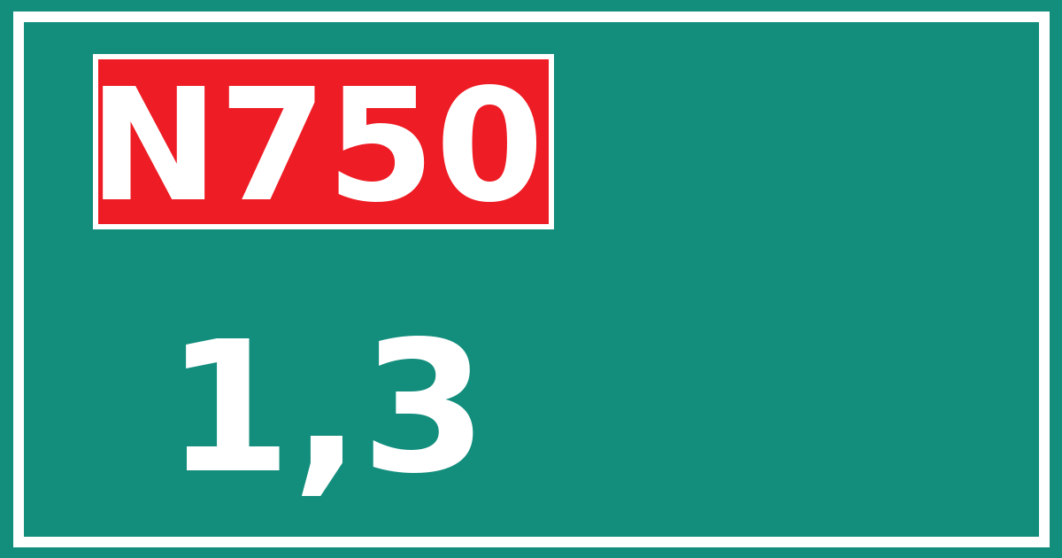 Hectometerbord N750 1,3