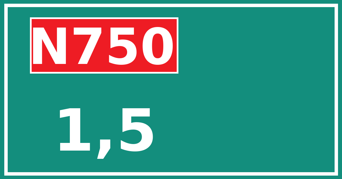 Hectometerbord N750 1,5