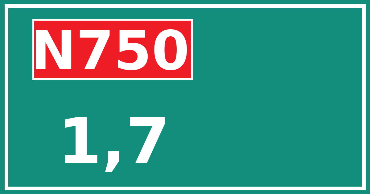 Hectometerbord N750 1,7