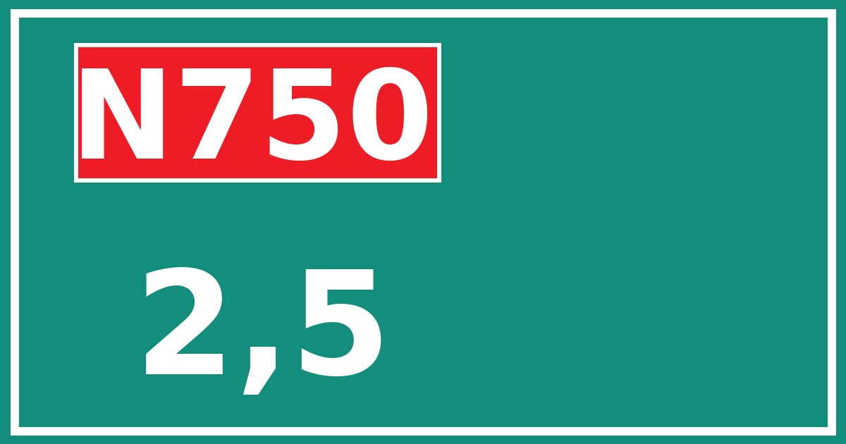 Hectometerbord N750 2,5