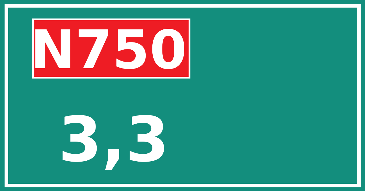 Hectometerbord N750 3,3