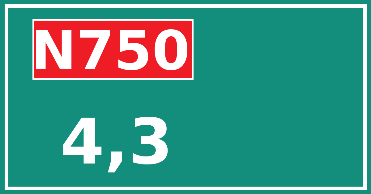 Hectometerbord N750 4,3