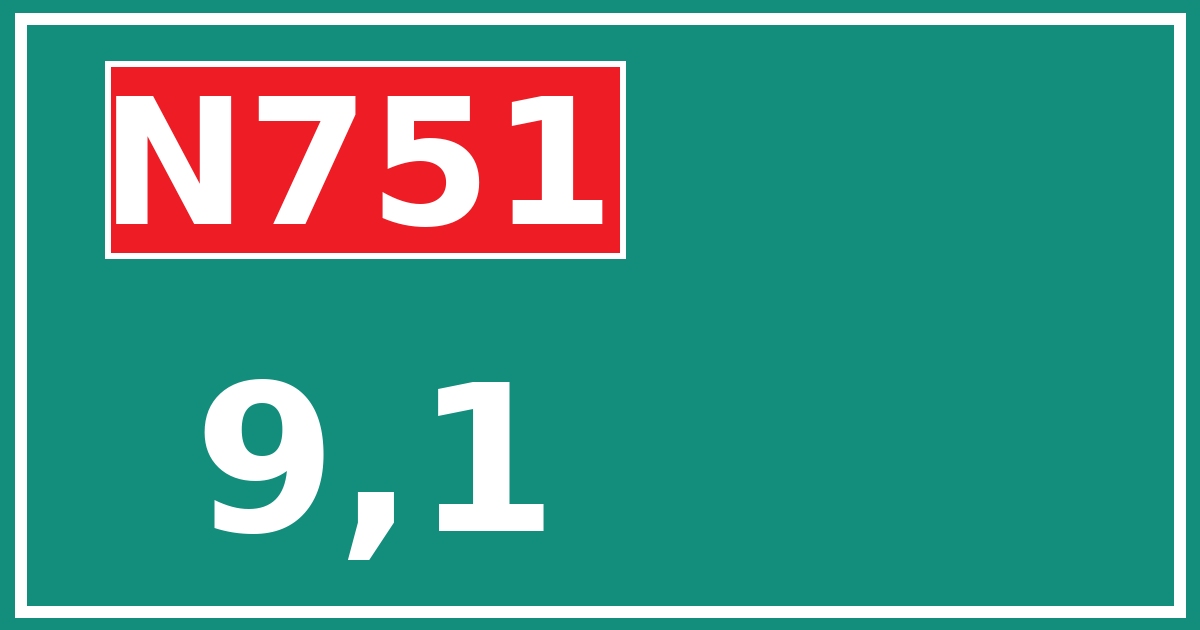 Hectometerbord N751 9,1