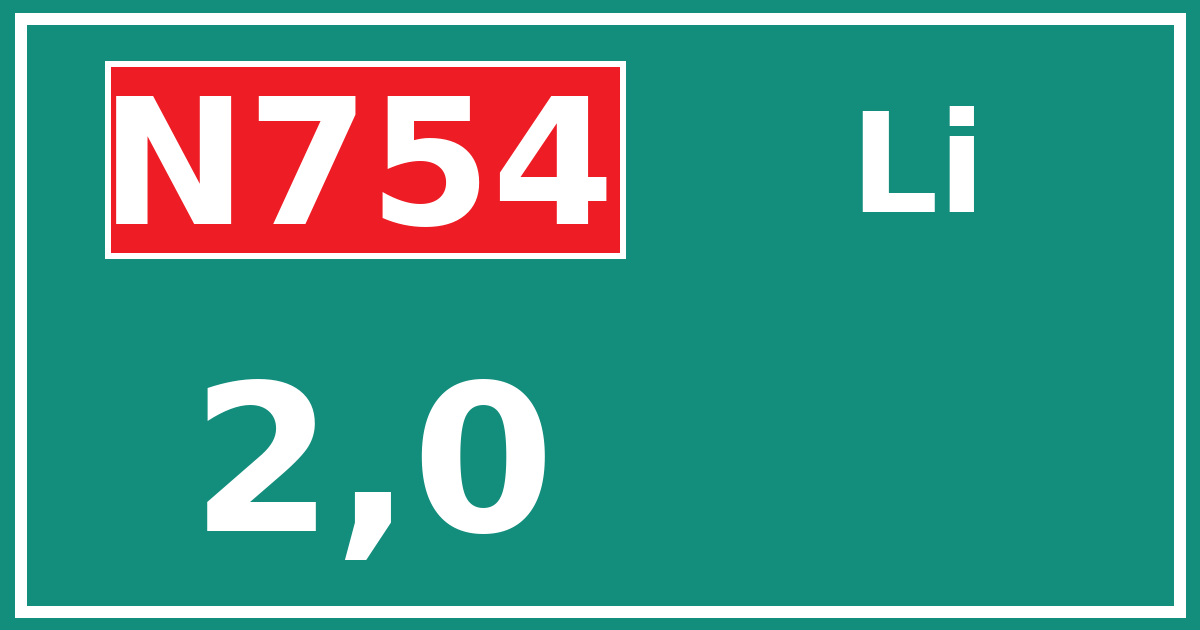Hectometerbord N754 2,0 zijde Li