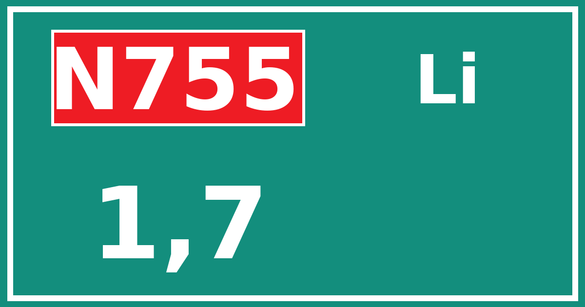 Hectometerbord N755 1,7 zijde Li