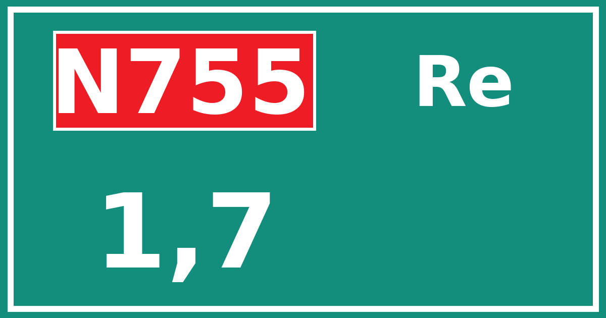 Hectometerbord N755 1,7 zijde Re