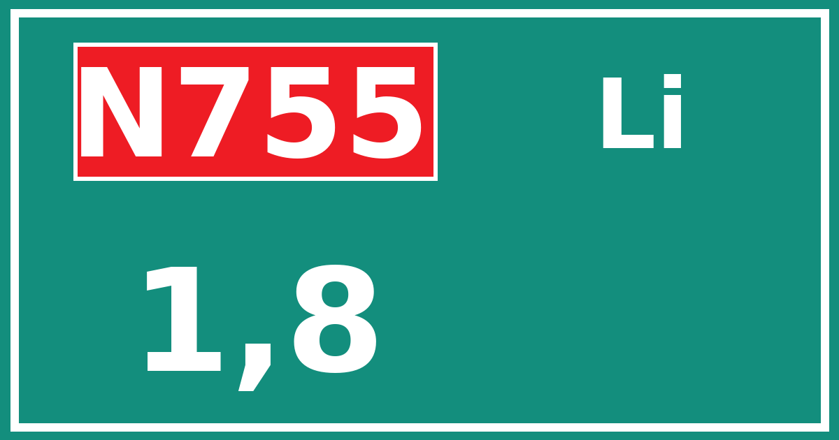 Hectometerbord N755 1,8 zijde Li