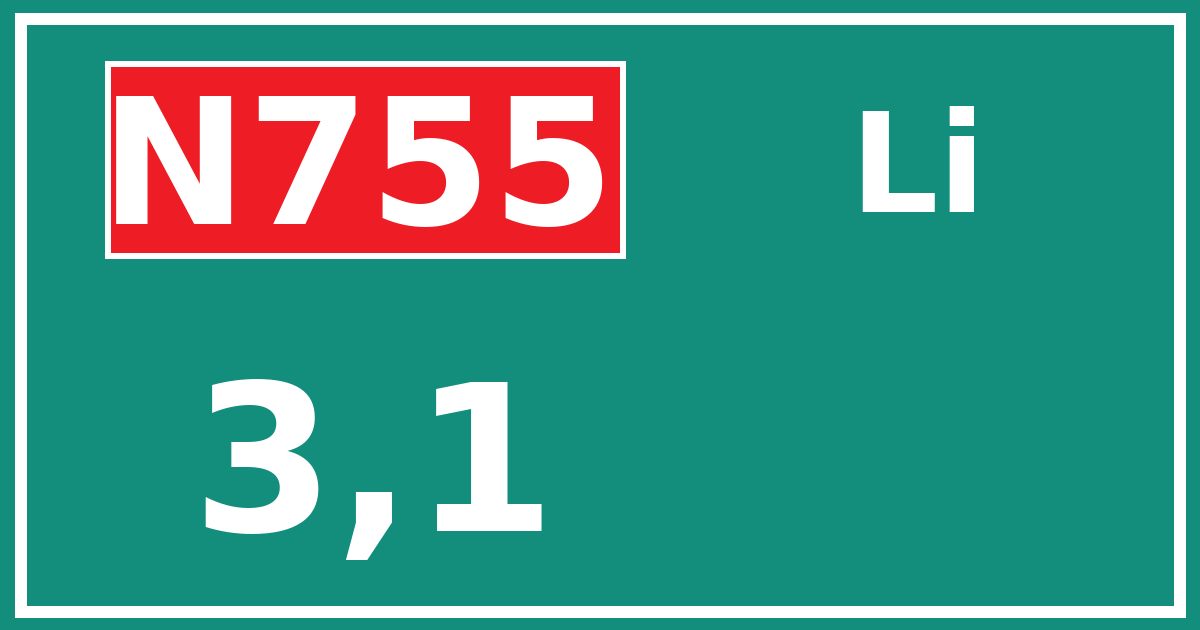 Hectometerbord N755 3,1 zijde Li