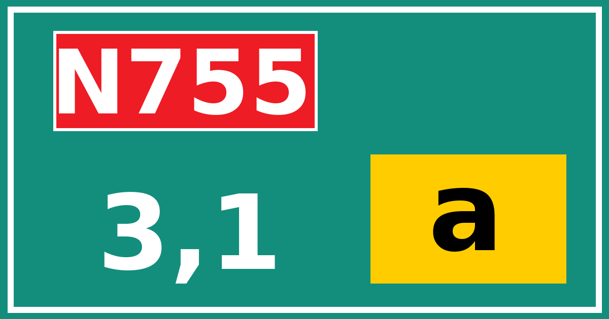 Hectometerbord N755 3,1 letter a