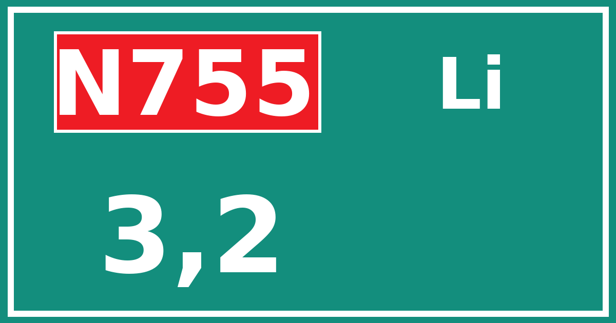 Hectometerbord N755 3,2 zijde Li