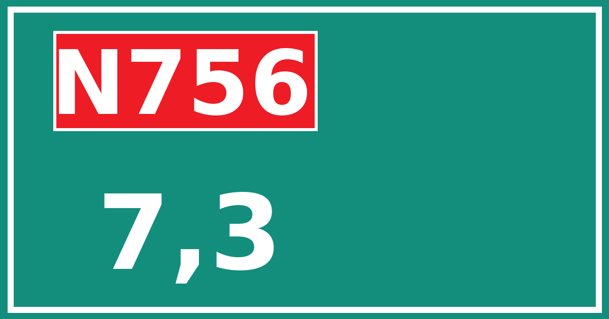 Hectometerbord N756 7,3
