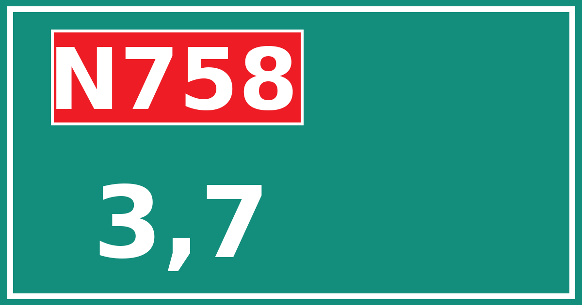 Hectometerbord N758 3,7