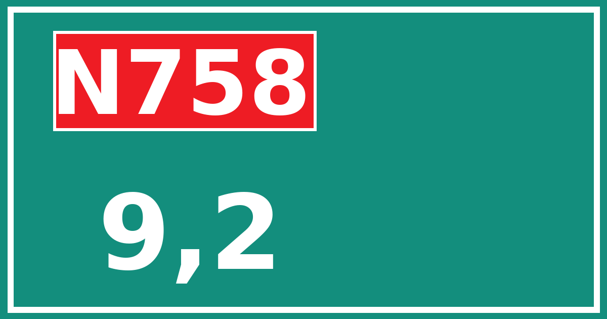 Hectometerbord N758 9,2