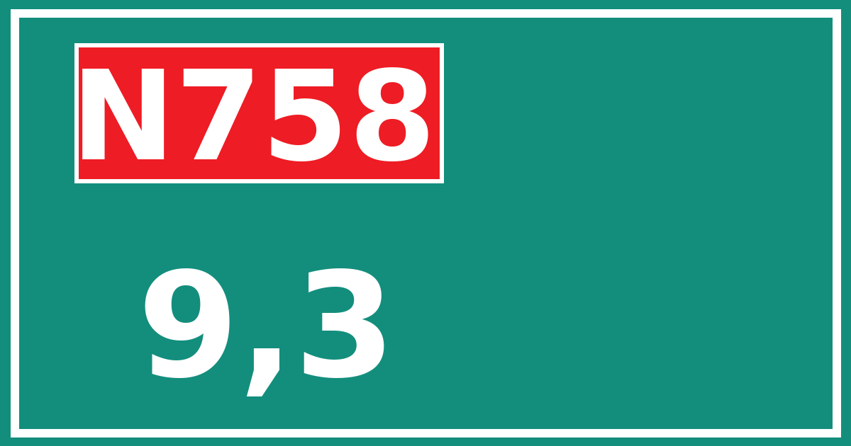 Hectometerbord N758 9,3