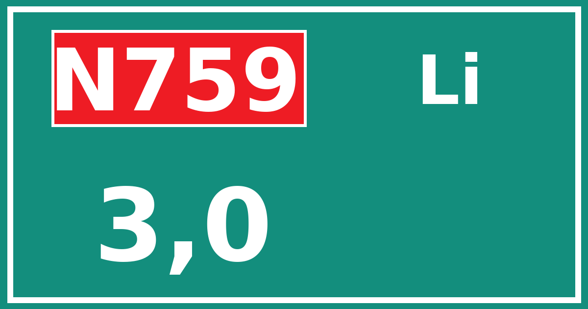 Hectometerbord N759 3,0 zijde Li