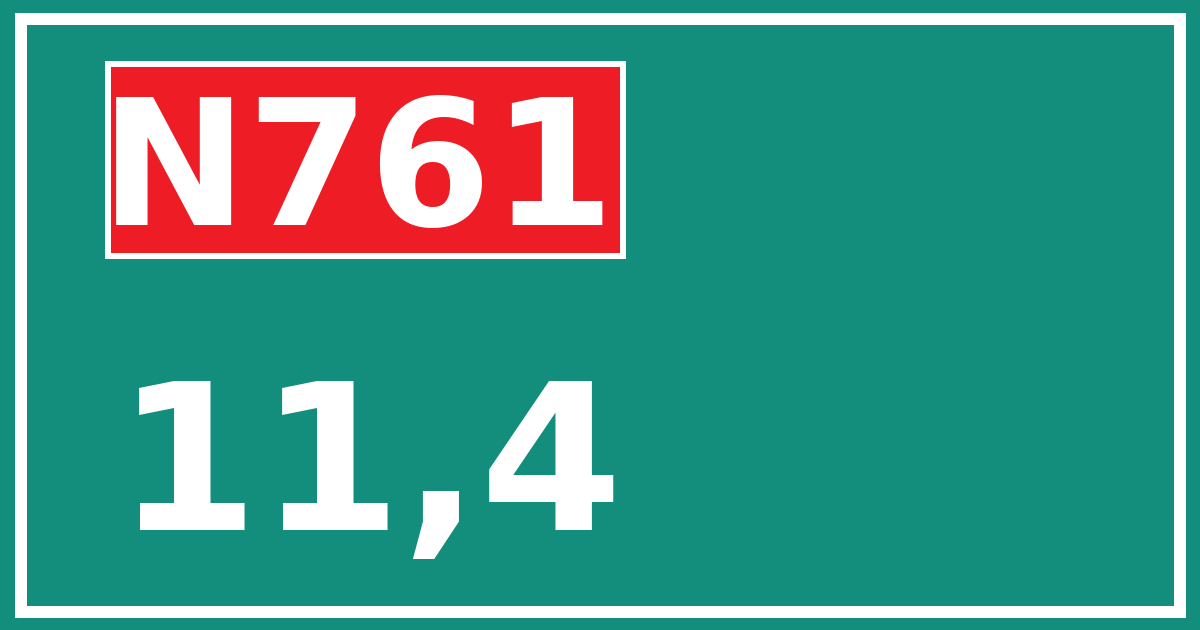 Hectometerbord N761 11,4