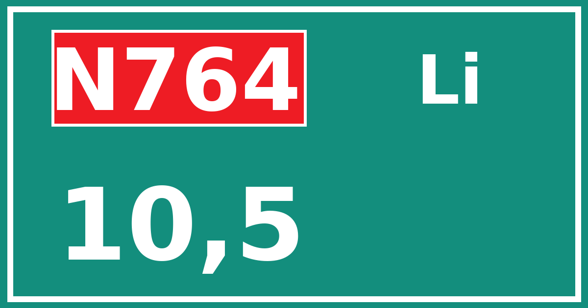 Hectometerbord N764 10,5 zijde Li