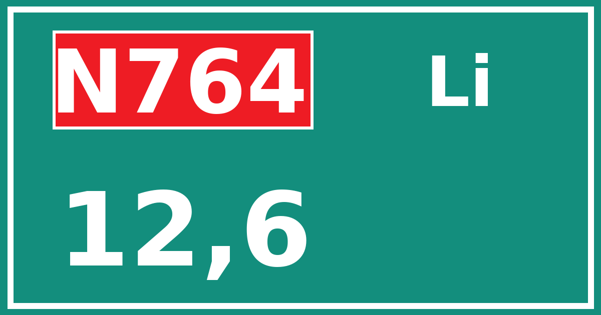 Hectometerbord N764 12,6 zijde Li