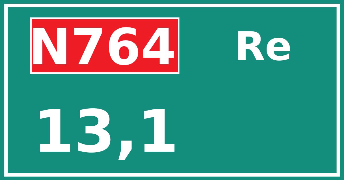 Hectometerbord N764 13,1 zijde Re