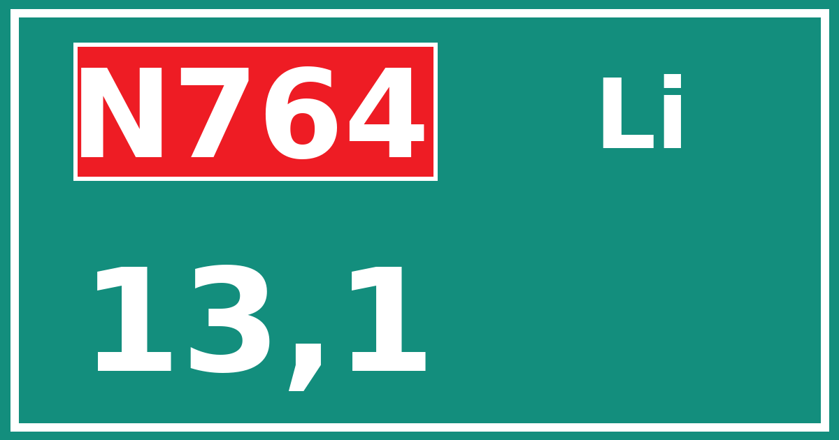 Hectometerbord N764 13,1 zijde Li