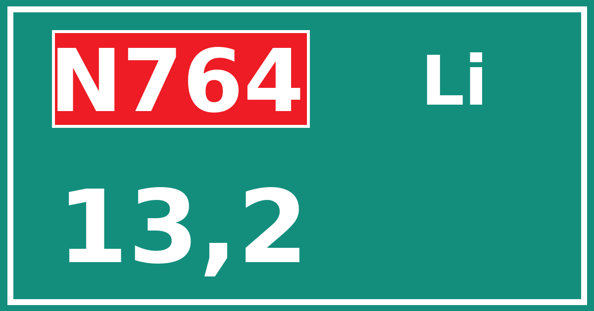 Hectometerbord N764 13,2 zijde Li
