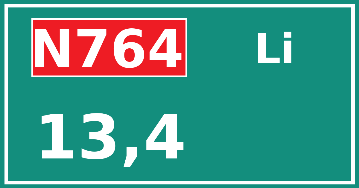 Hectometerbord N764 13,4 zijde Li