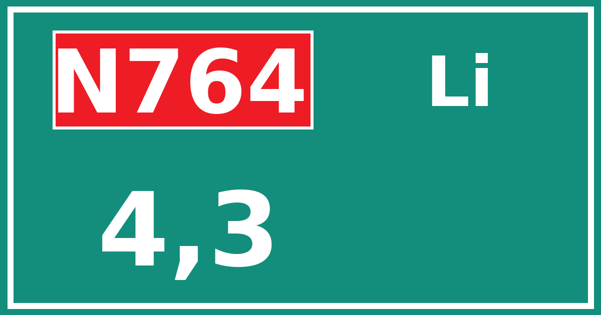 Hectometerbord N764 4,3 zijde Li