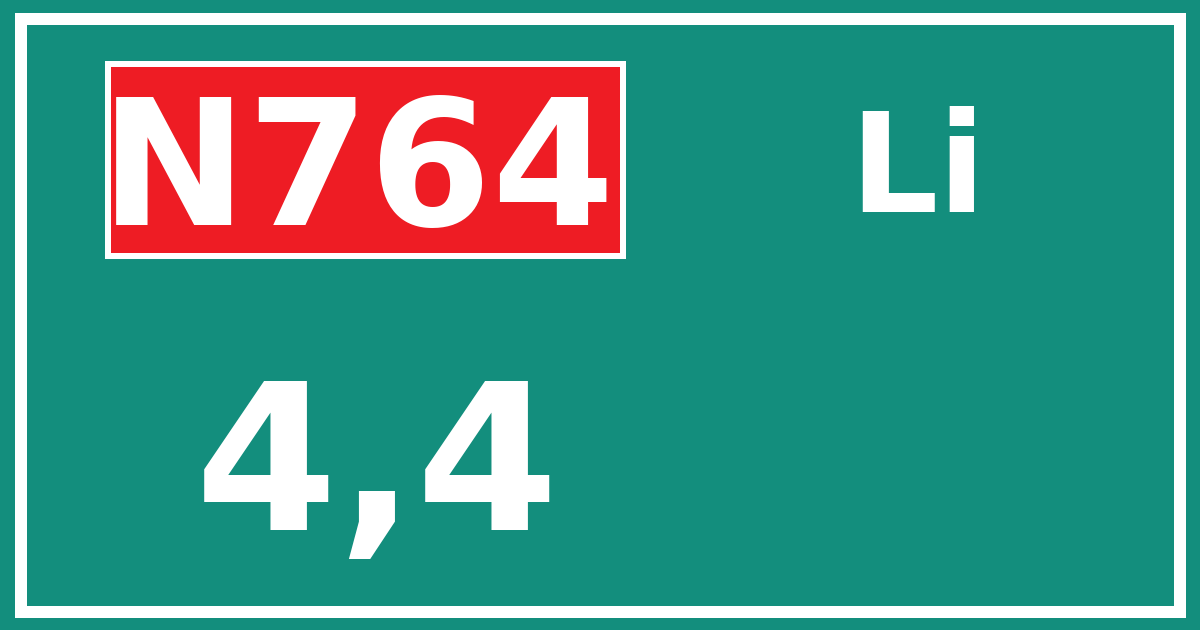 Hectometerbord N764 4,4 zijde Li