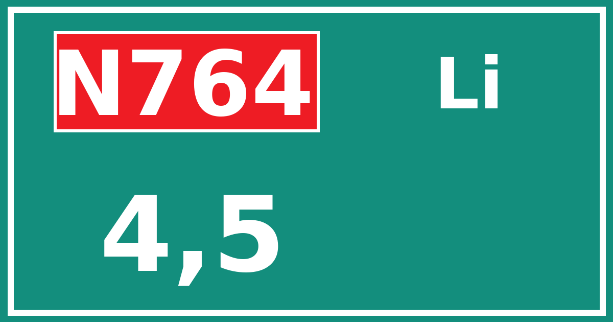 Hectometerbord N764 4,5 zijde Li