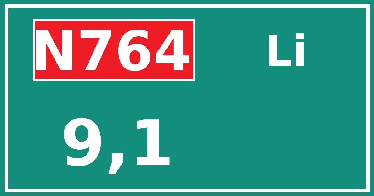 Hectometerbord N764 9,1 zijde Li