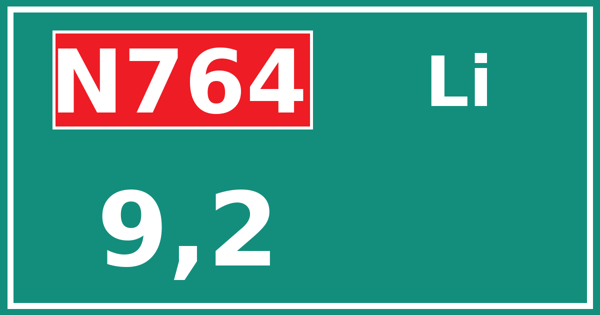Hectometerbord N764 9,2 zijde Li