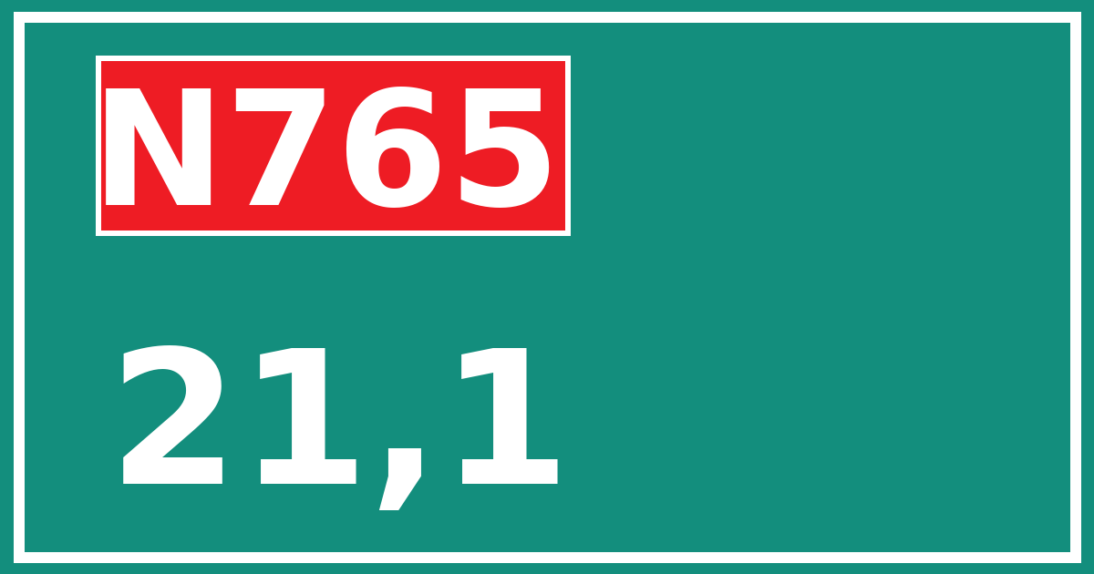Hectometerbord N765 21,1