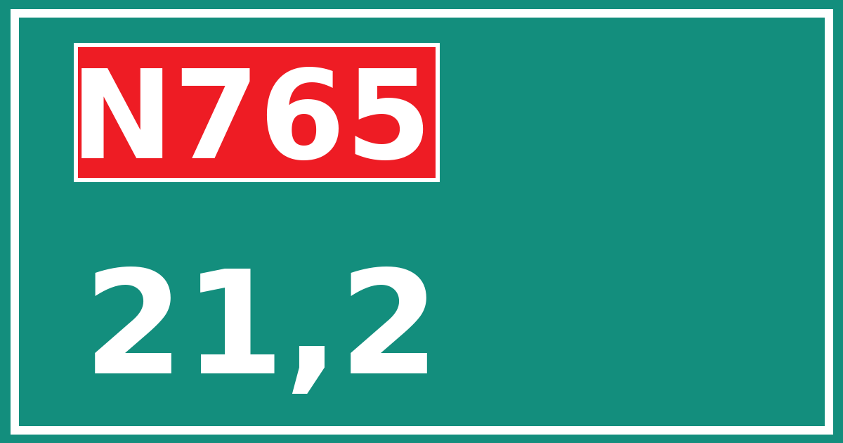 Hectometerbord N765 21,2
