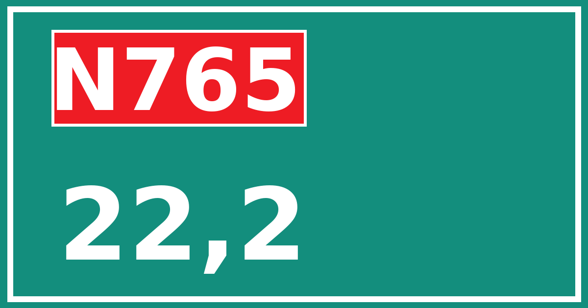 Hectometerbord N765 22,2