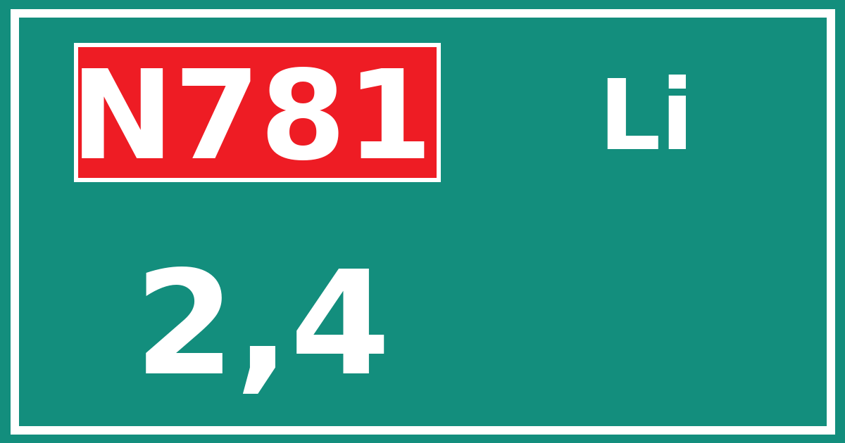 Hectometerbord N781 2,4 zijde Li