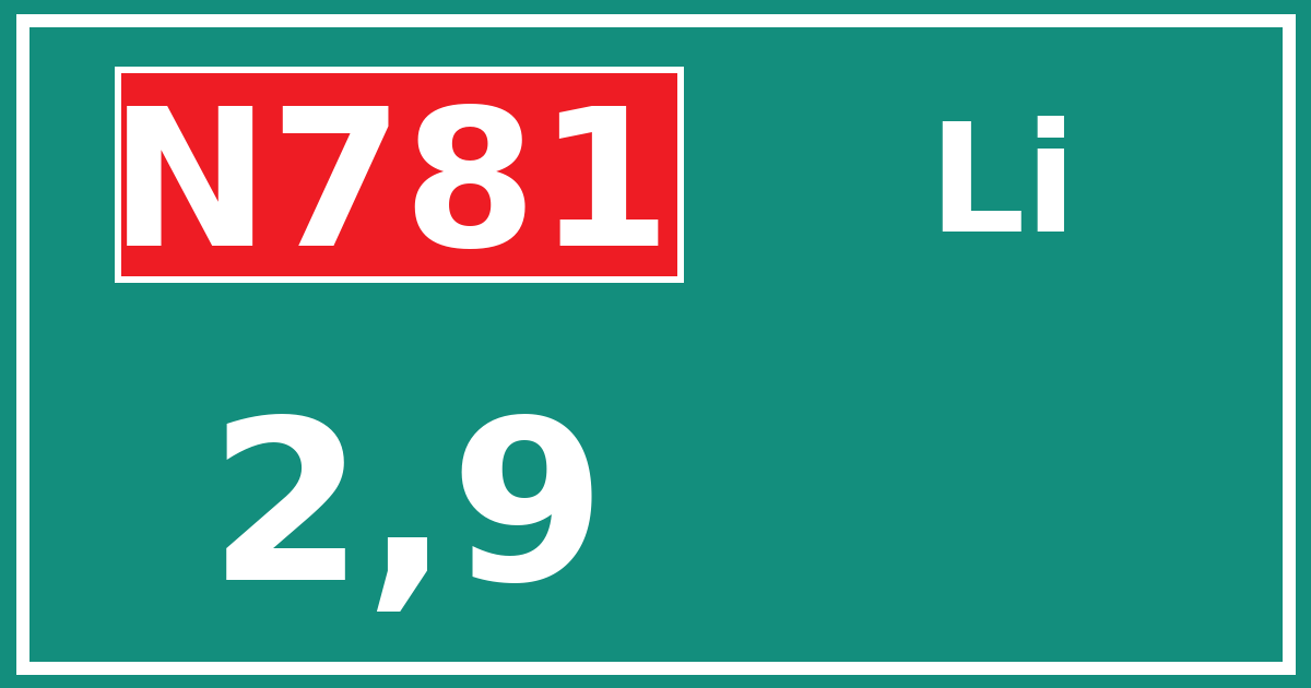 Hectometerbord N781 2,9 zijde Li