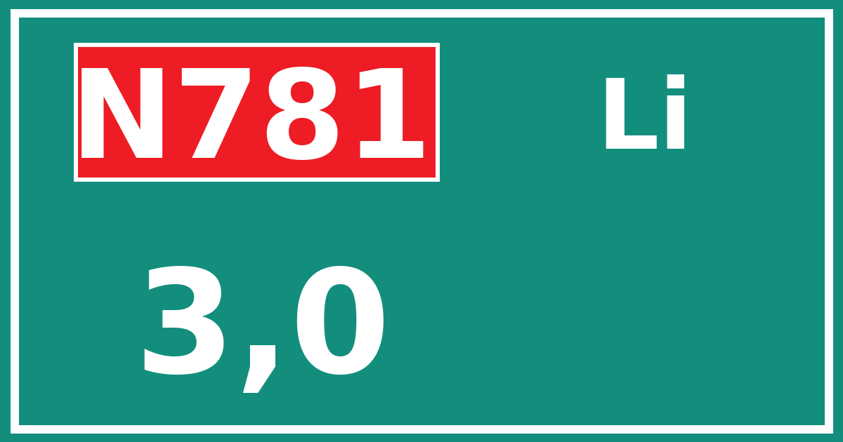 Hectometerbord N781 3,0 zijde Li