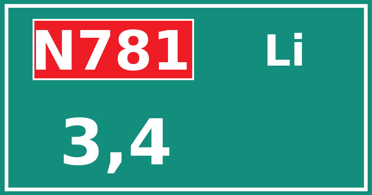 Hectometerbord N781 3,4 zijde Li