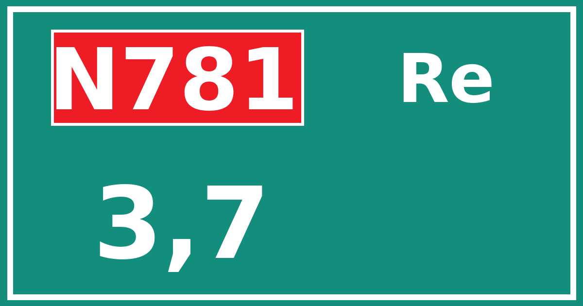 Hectometerbord N781 3,7 zijde Re