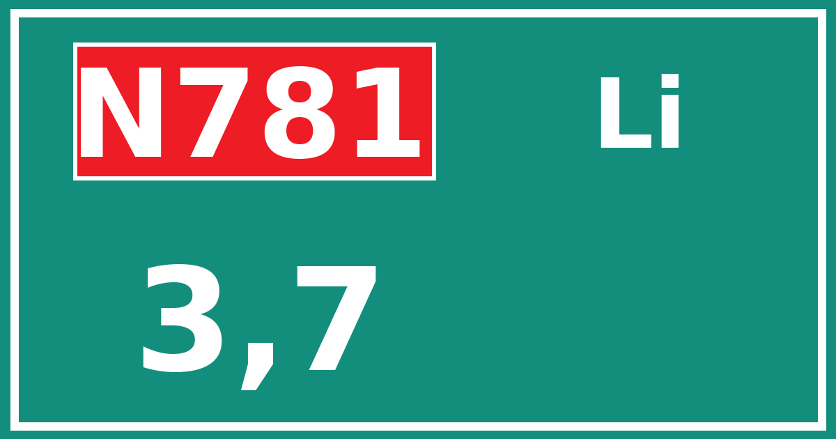 Hectometerbord N781 3,7 zijde Li