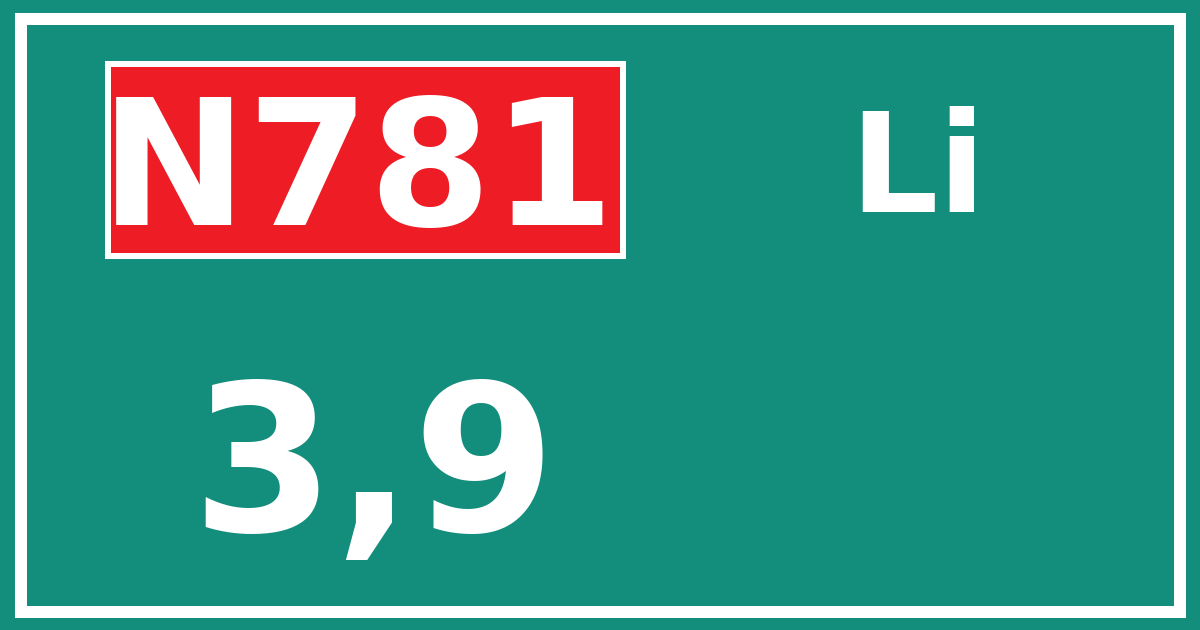 Hectometerbord N781 3,9 zijde Li