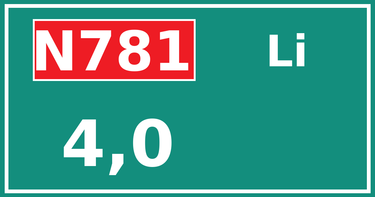 Hectometerbord N781 4,0 zijde Li