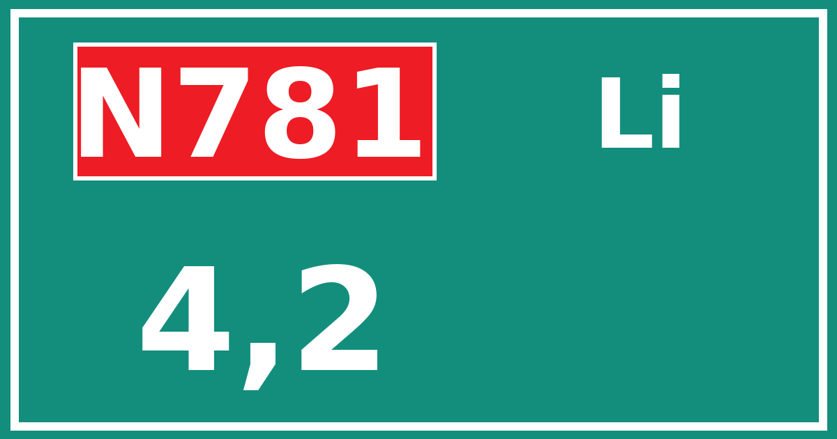 Hectometerbord N781 4,2 zijde Li