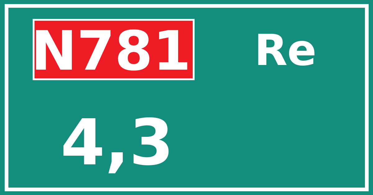 Hectometerbord N781 4,3 zijde Re