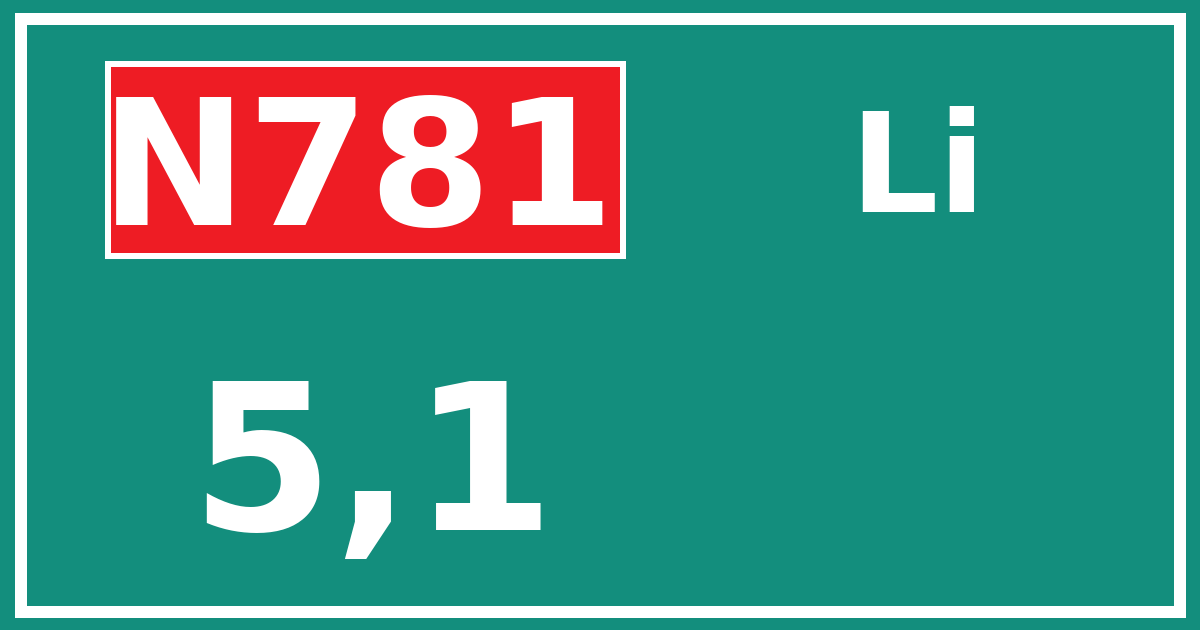 Hectometerbord N781 5,1 zijde Li