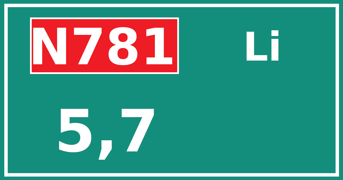 Hectometerbord N781 5,7 zijde Li