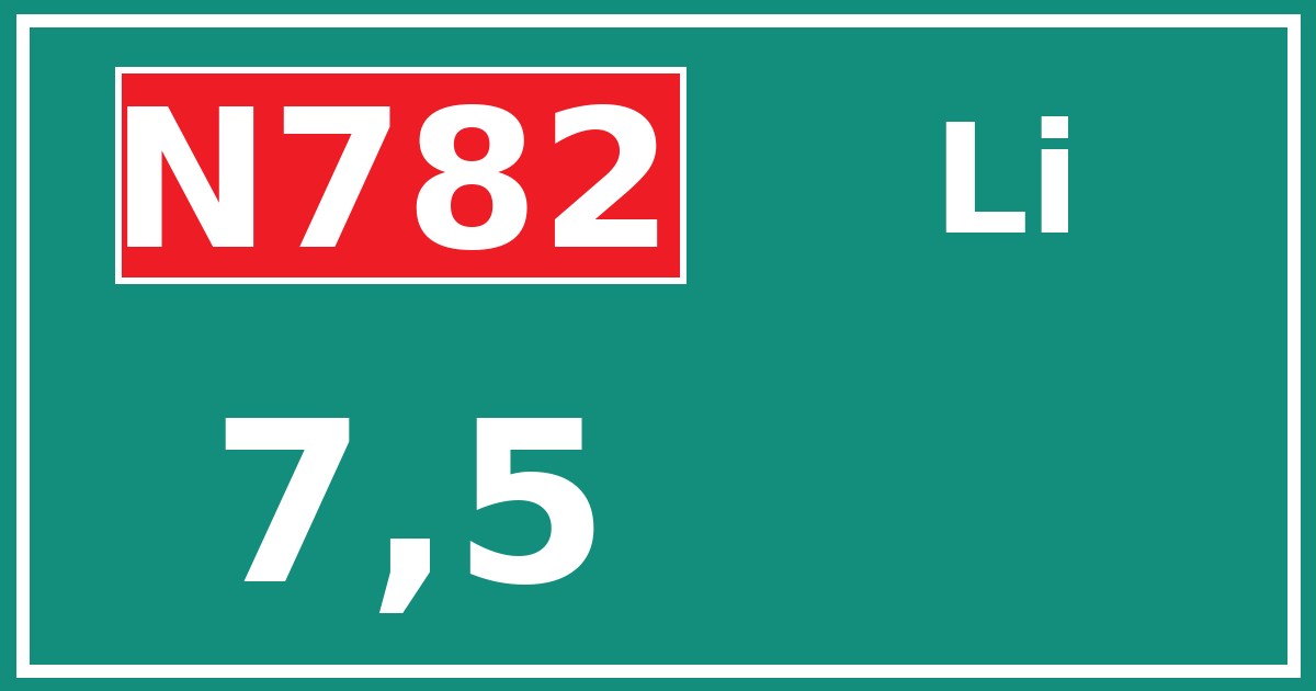 Hectometerbord N782 7,5 zijde Li