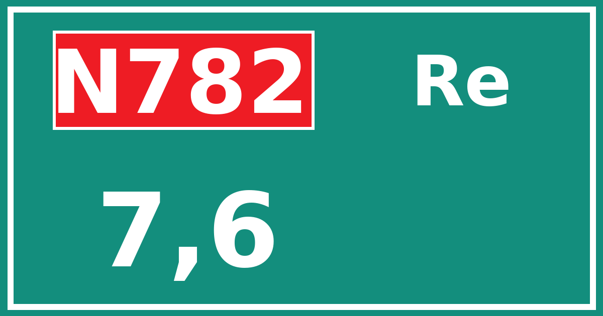 Hectometerbord N782 7,6 zijde Re
